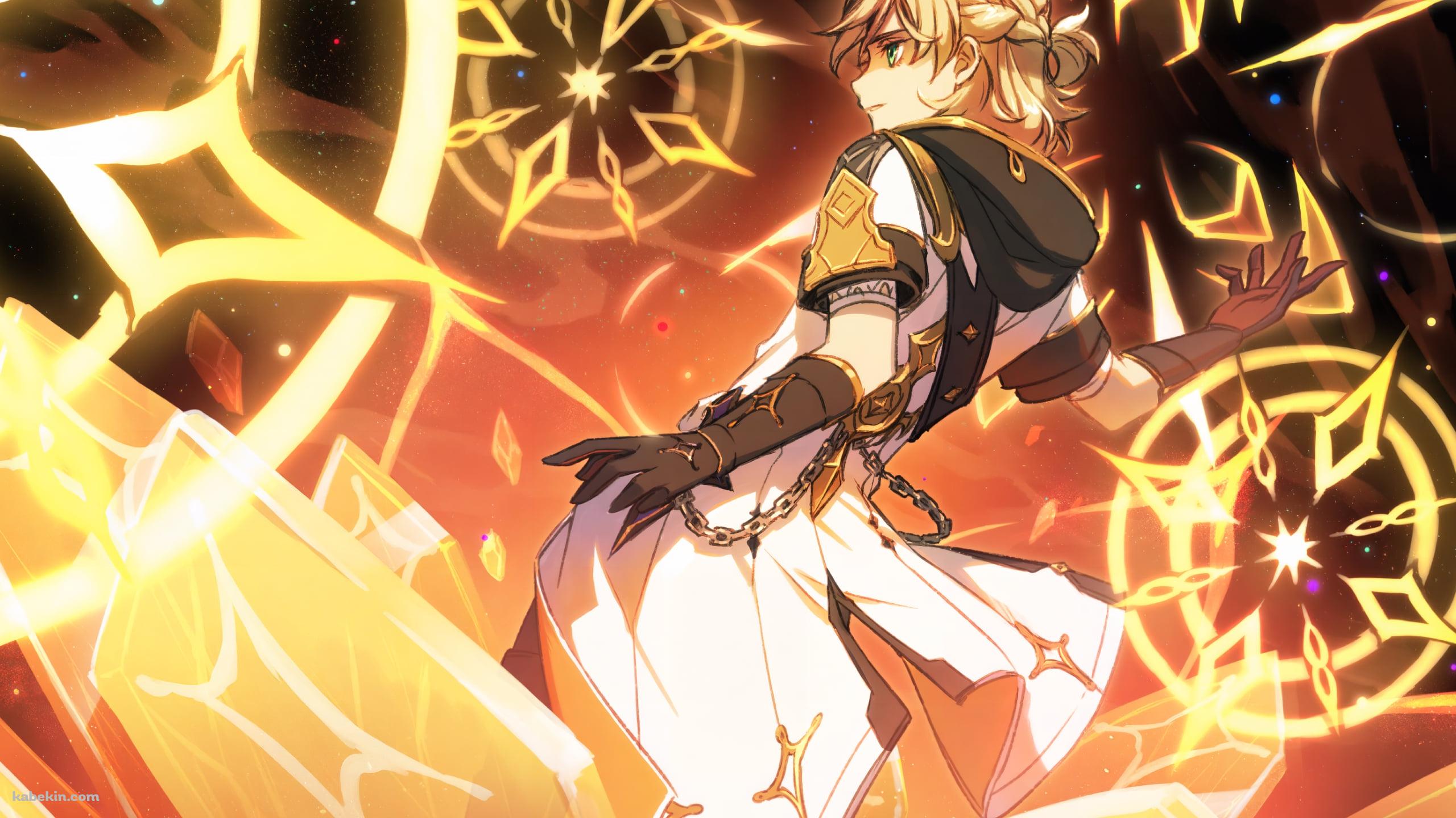 無数の魔法を詠唱するかっこいいアルベド / 原神の壁紙(2560px x 1440px) 高画質 PC・デスクトップ用