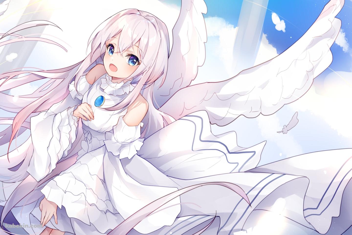 笑顔のとわ / 青いブローチ / 白い羽 / ワンルーム、日当たり普通、天使つき。の壁紙(1440px x 960px) 高画質 PC・デスクトップ用