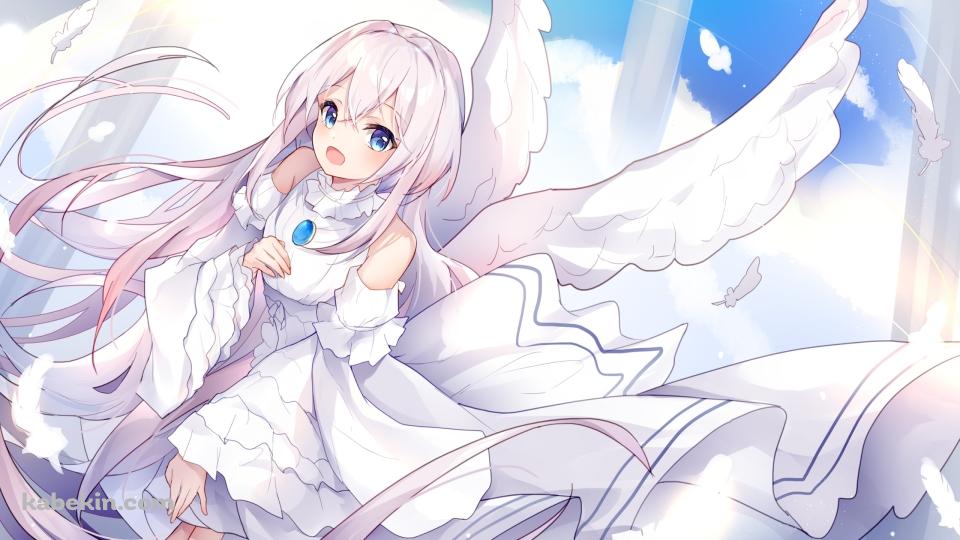 笑顔のとわ / 青いブローチ / 白い羽 / ワンルーム、日当たり普通、天使つき。の壁紙(960px x 540px) 高画質 PC・デスクトップ用