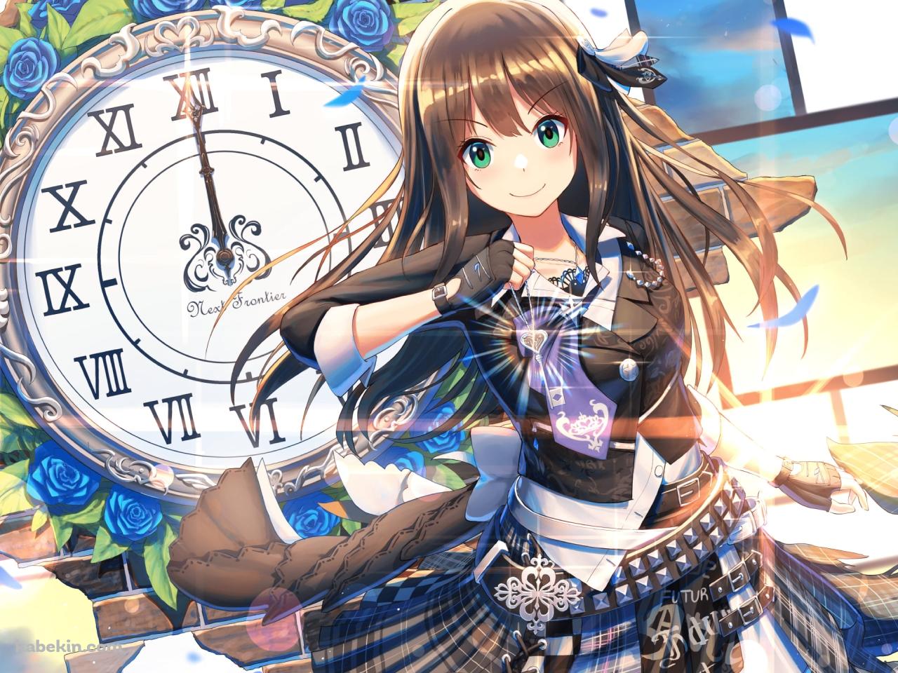 大きな時計と渋谷凛 / アイドルマスターの壁紙(1280px x 960px) 高画質 PC・デスクトップ用