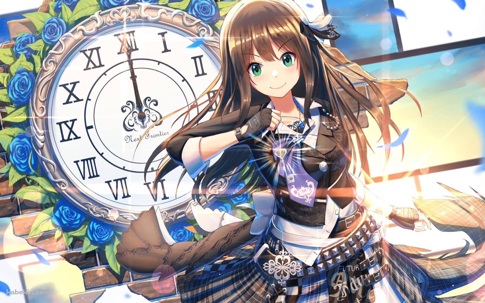 大きな時計と渋谷凛 / アイドルマスターの壁紙(1680px x 1050px) 高画質 PC・デスクトップ用