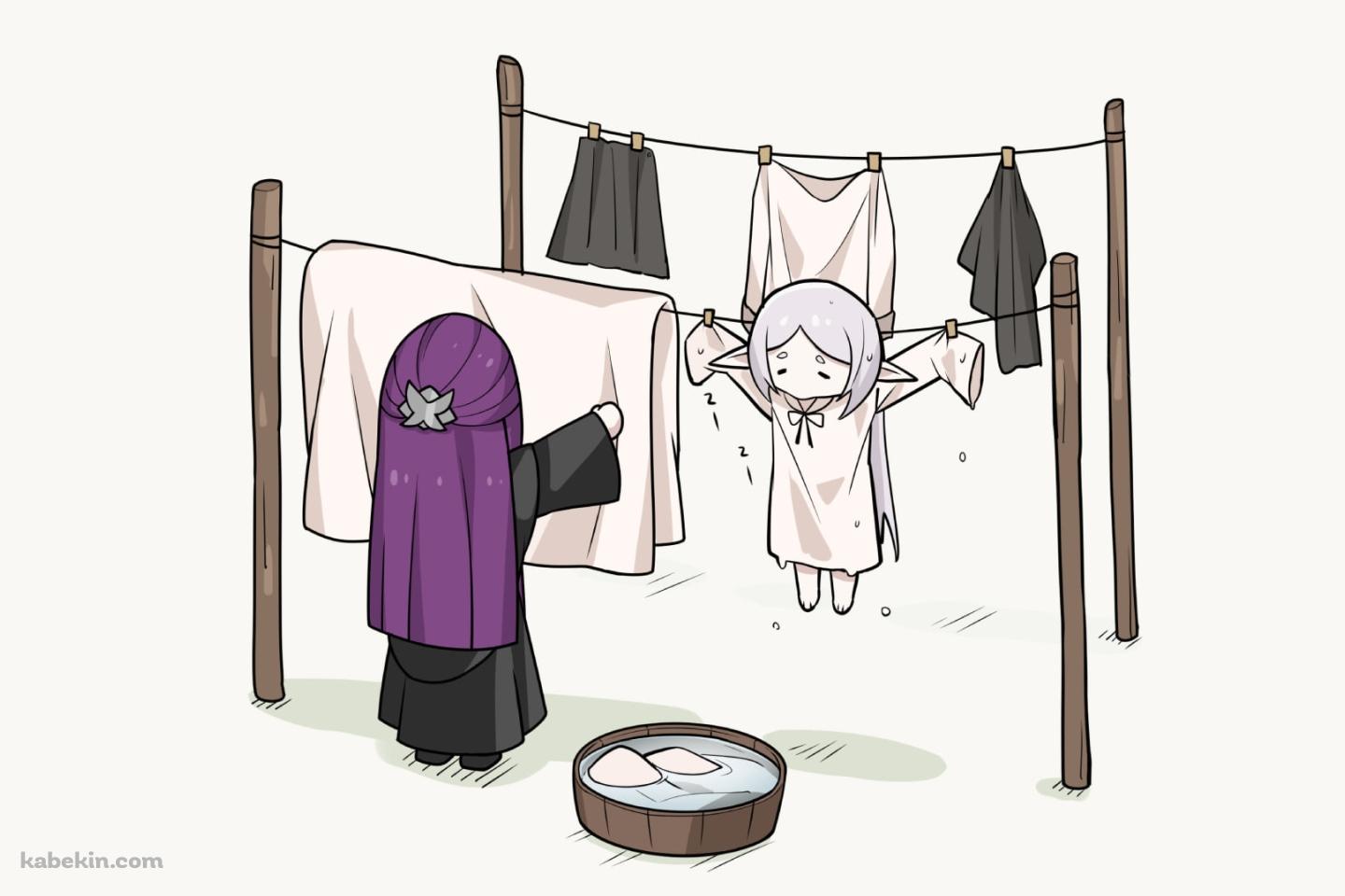 フェルンに洗濯物として干されるフリーレン / 葬送のフリーレンの壁紙(1440px x 960px) 高画質 PC・デスクトップ用