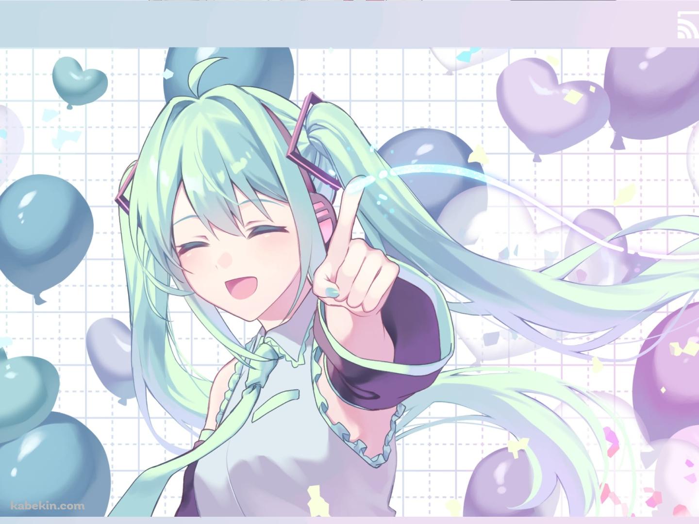 笑顔で指をさす初音ミク / ボカロの壁紙(1440px x 1080px) 高画質 PC・デスクトップ用