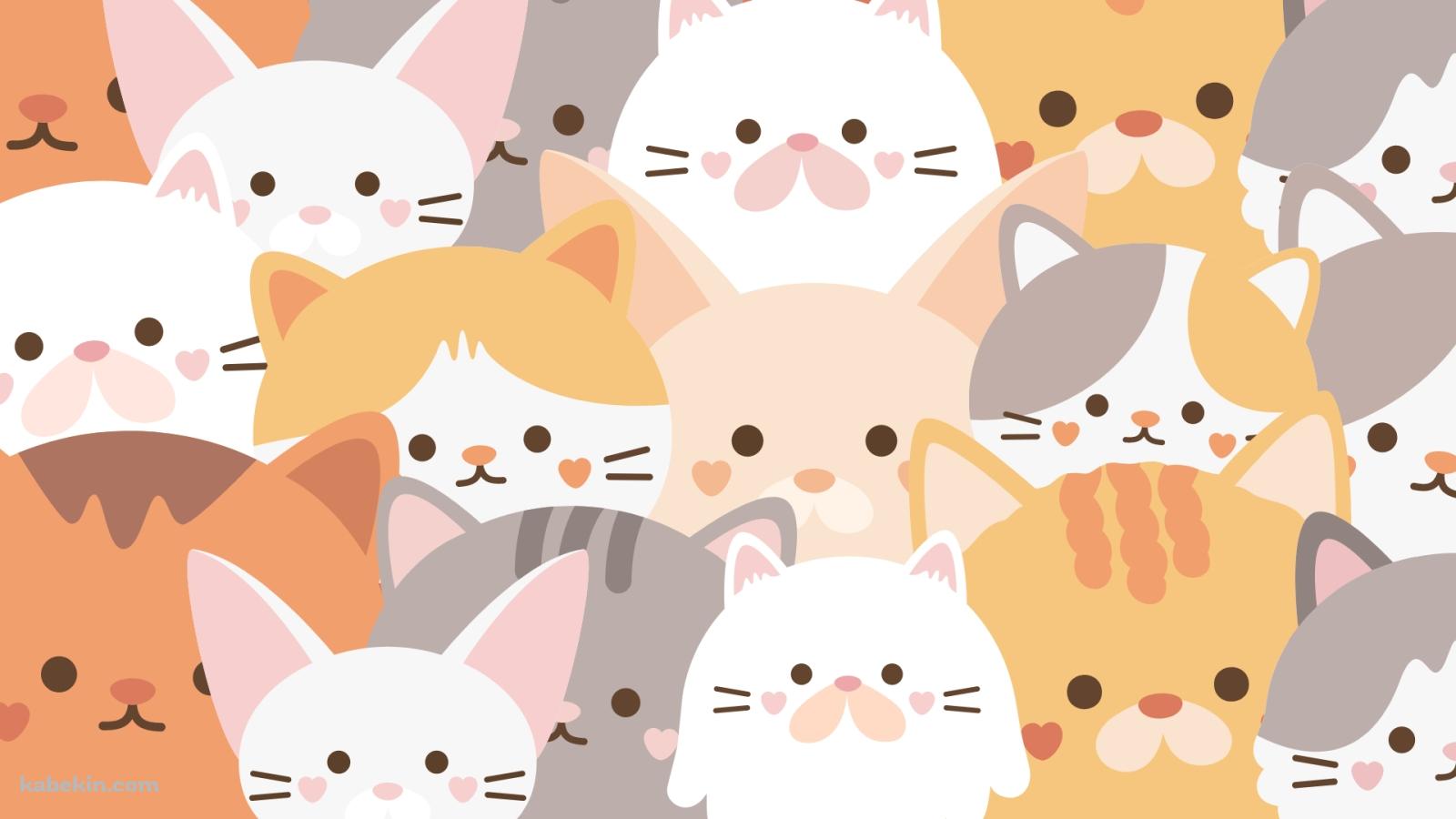 可愛いいろいろな猫のイラストの壁紙(1600px x 900px) 高画質 PC・デスクトップ用
