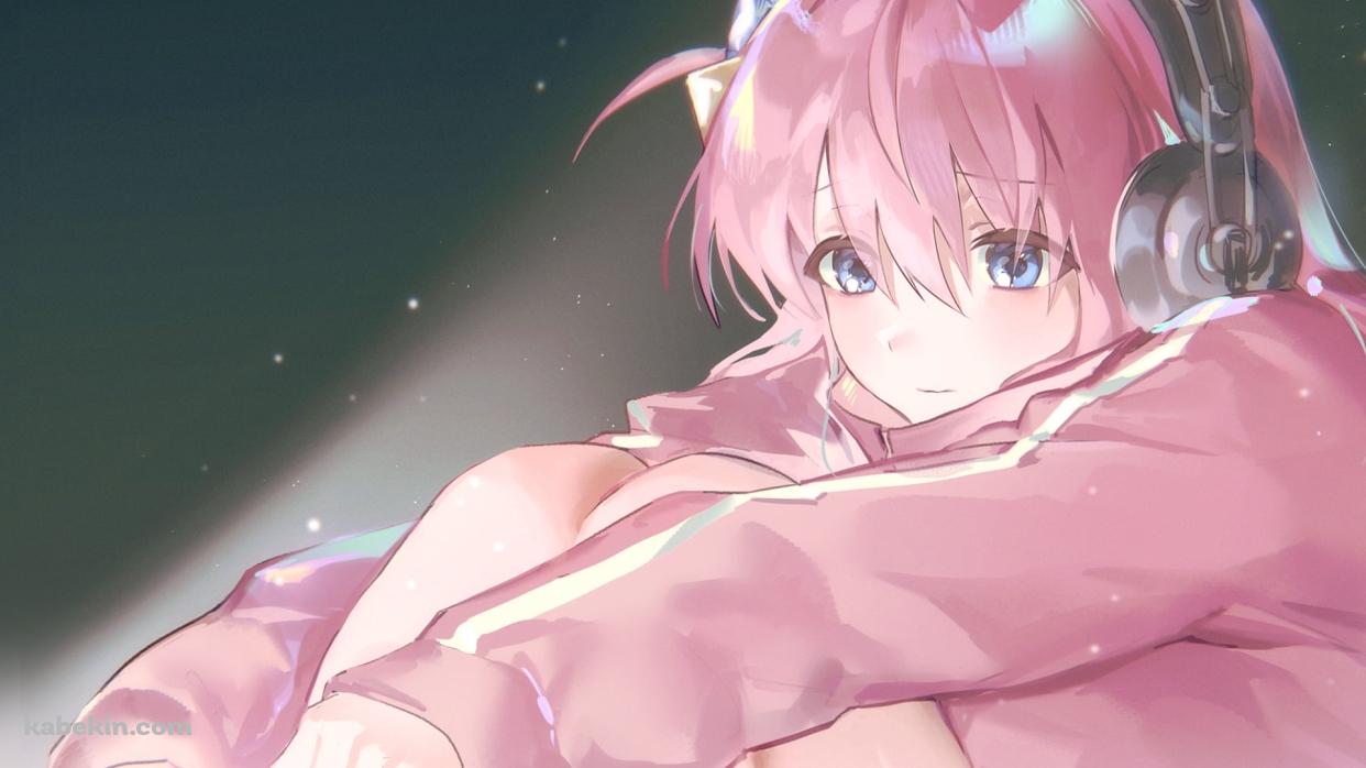 体育座りで音楽を聴く後藤ひとり / ぼっち・ざ・ろっく!の壁紙(1242px x 698px) 高画質 PC・デスクトップ用