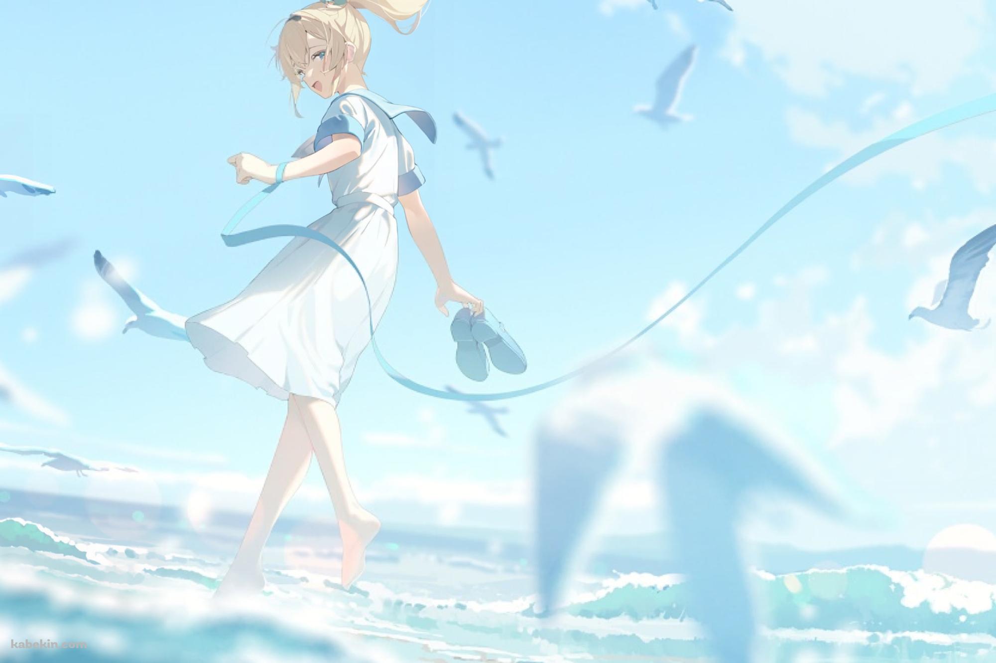 裸足で海に入る風真いろは / ホロライブ / バーチャルYouTuber / Vtuberの壁紙(2000px x 1333px) 高画質 PC・デスクトップ用