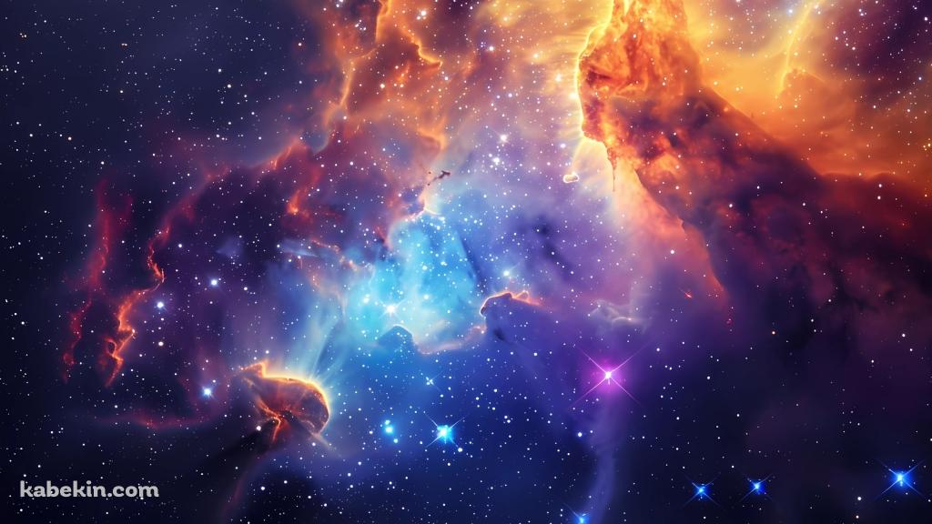 極彩色の宇宙 / 綺麗 / 瞬く星の壁紙(1024px x 576px) 高画質 PC・デスクトップ用