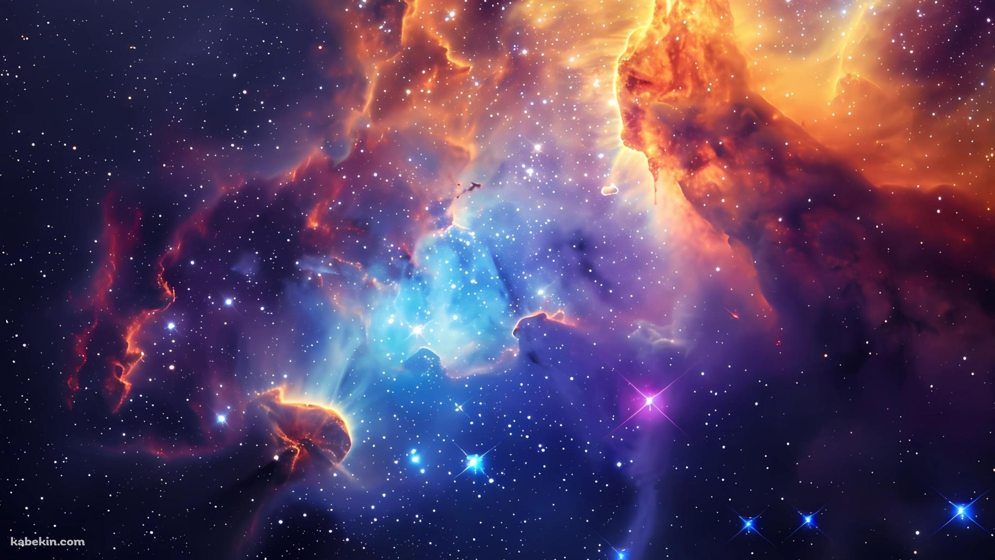 極彩色の宇宙 / 綺麗 / 瞬く星の壁紙(2048px x 1152px) 高画質 PC・デスクトップ用
