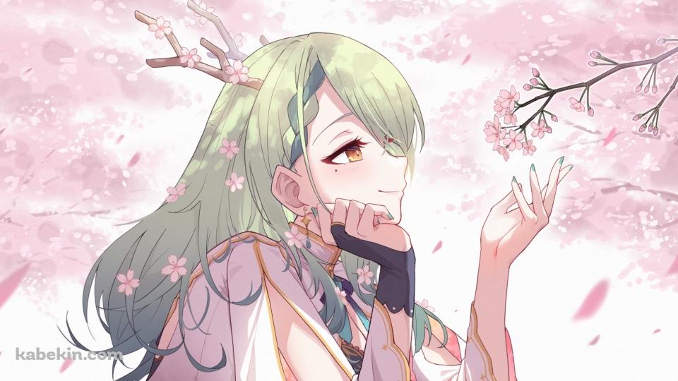 桜の花を愛でるセレス・ファウナ / ホロライブ / バーチャルYouTuber / Vtuberの壁紙(960px x 540px) 高画質 PC・デスクトップ用