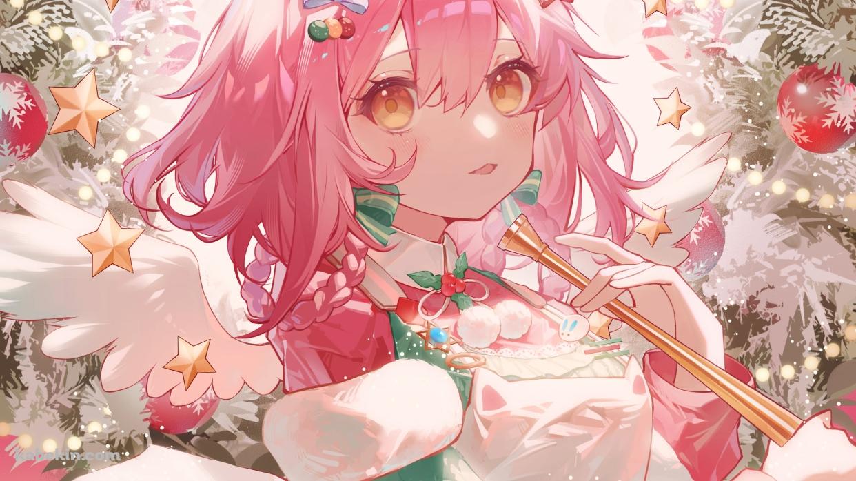 クリスマスの飾りに囲まれたゴールデングロー / アークナイツの壁紙(1242px x 698px) 高画質 PC・デスクトップ用