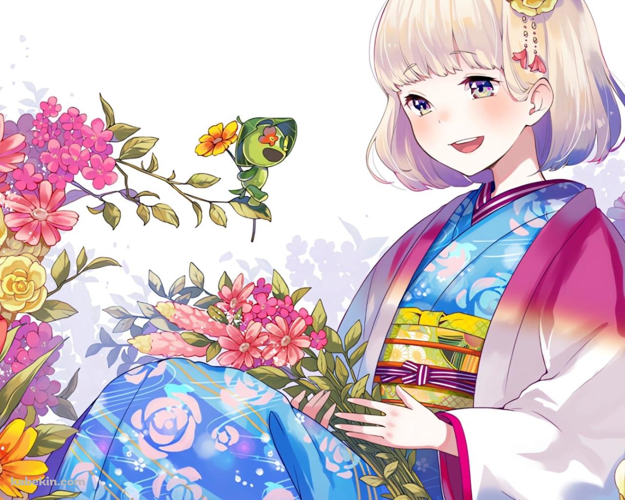 花に囲まれた杜山しえみ / 青の祓魔師の壁紙(1280px x 1024px) 高画質 PC・デスクトップ用