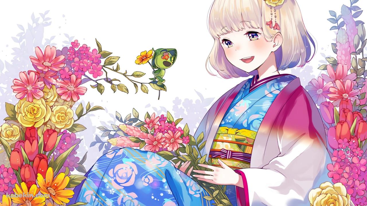 花に囲まれた杜山しえみ / 青の祓魔師の壁紙(1280px x 720px) 高画質 PC・デスクトップ用
