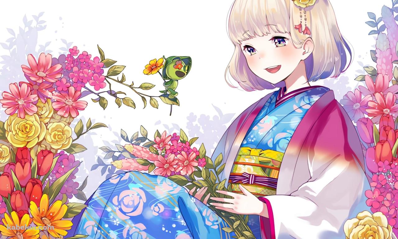 花に囲まれた杜山しえみ / 青の祓魔師の壁紙(1280px x 768px) 高画質 PC・デスクトップ用
