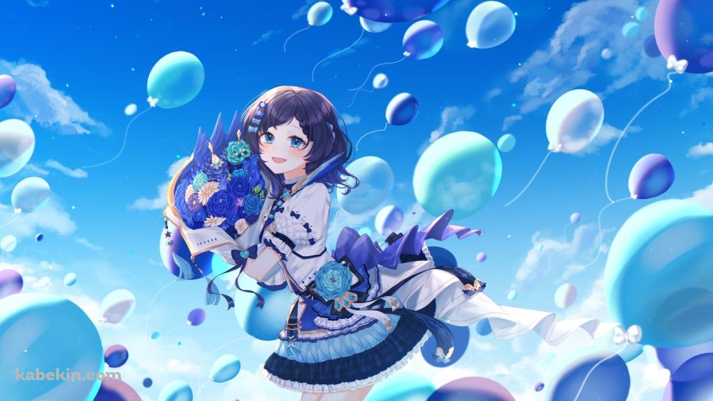 青い花束を持つ相羽ういは / にじさんじ / バーチャルYouTuberの壁紙(1024px x 576px) 高画質 PC・デスクトップ用