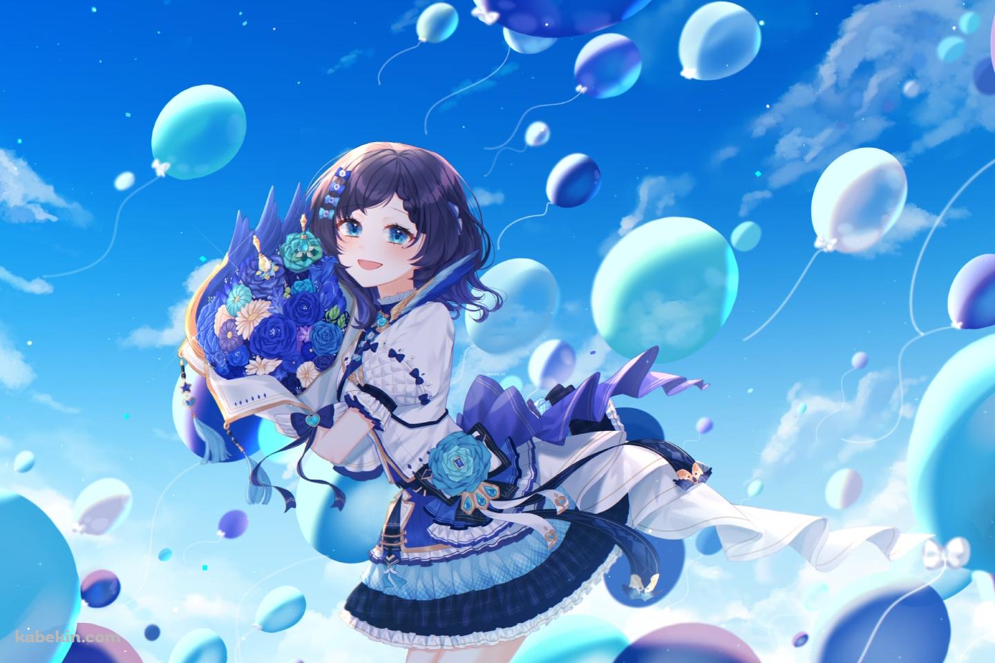 青い花束を持つ相羽ういは / にじさんじ / バーチャルYouTuberの壁紙(1440px x 960px) 高画質 PC・デスクトップ用