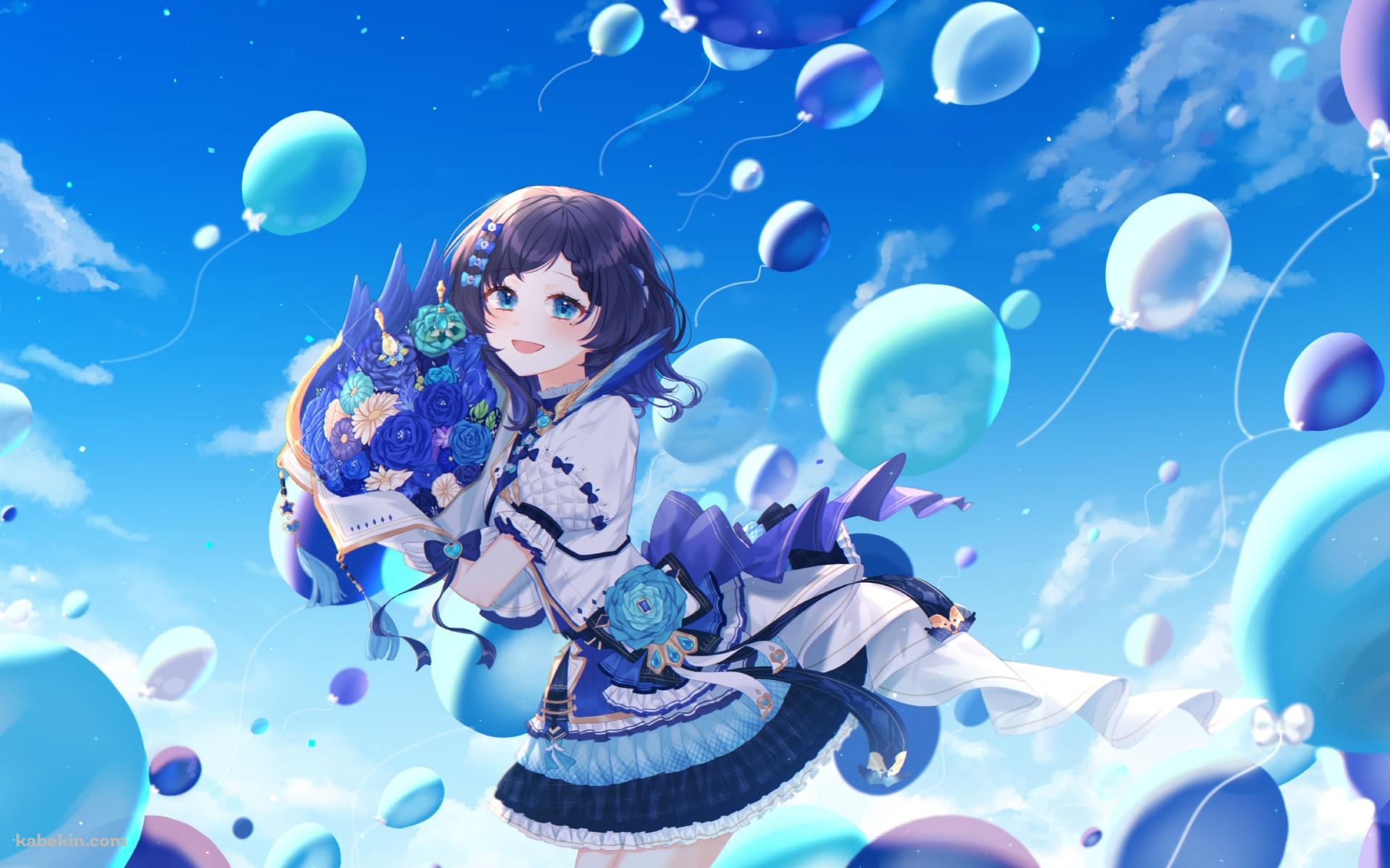 青い花束を持つ相羽ういは / にじさんじ / バーチャルYouTuberの壁紙(1920px x 1200px) 高画質 PC・デスクトップ用