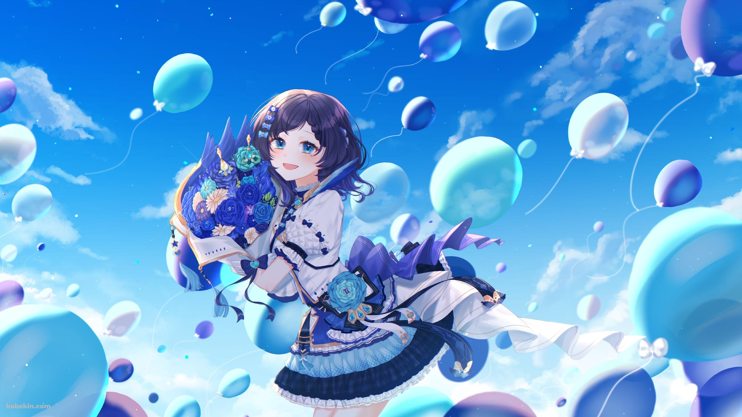 青い花束を持つ相羽ういは / にじさんじ / バーチャルYouTuberの壁紙(2560px x 1440px) 高画質 PC・デスクトップ用