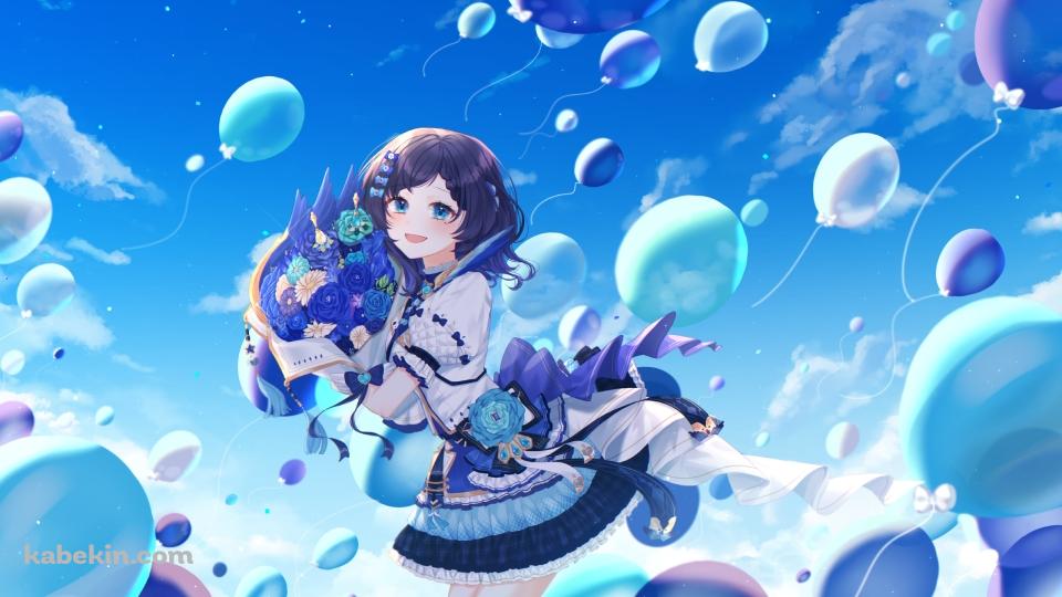 青い花束を持つ相羽ういは / にじさんじ / バーチャルYouTuberの壁紙(960px x 540px) 高画質 PC・デスクトップ用