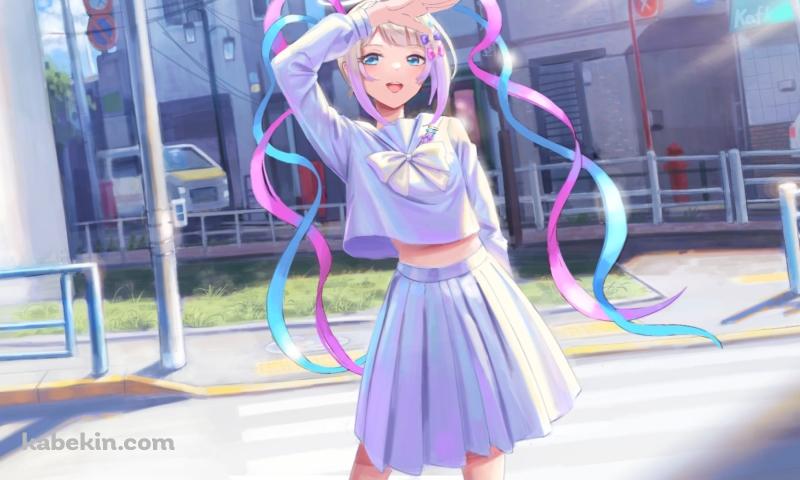 頭に手をかざす超てんちゃん / にーでぃがーる / NEEDY GIRL OVERDOSEの壁紙(800px x 480px) 高画質 PC・デスクトップ用