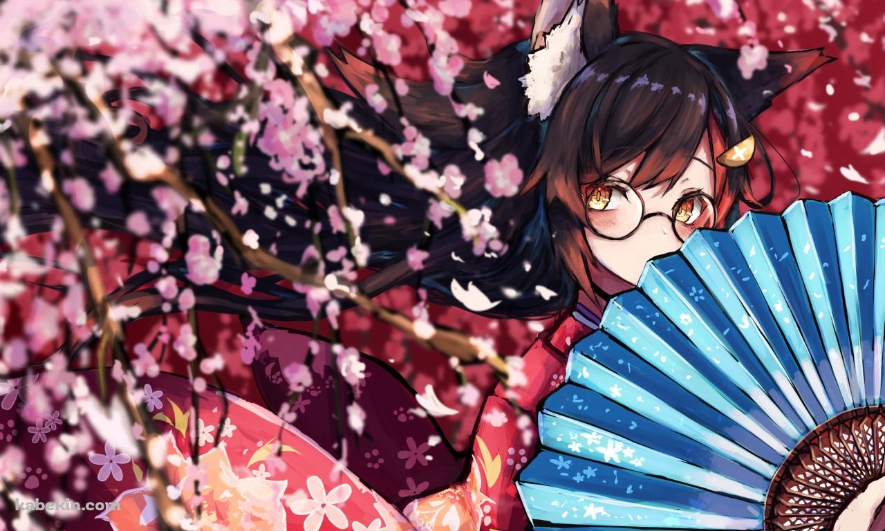 青い扇子を持つ大神ミオ / ホロライブ / バーチャルYouTuber / Vtuberの壁紙(1280px x 768px) 高画質 PC・デスクトップ用