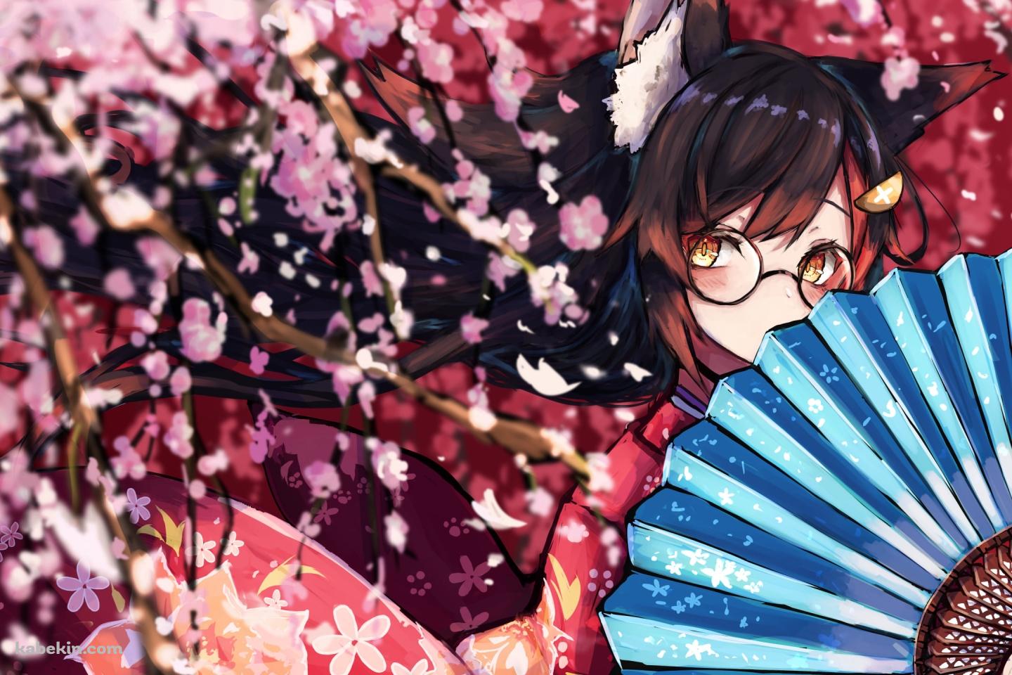青い扇子を持つ大神ミオ / ホロライブ / バーチャルYouTuber / Vtuberの壁紙(1440px x 960px) 高画質 PC・デスクトップ用