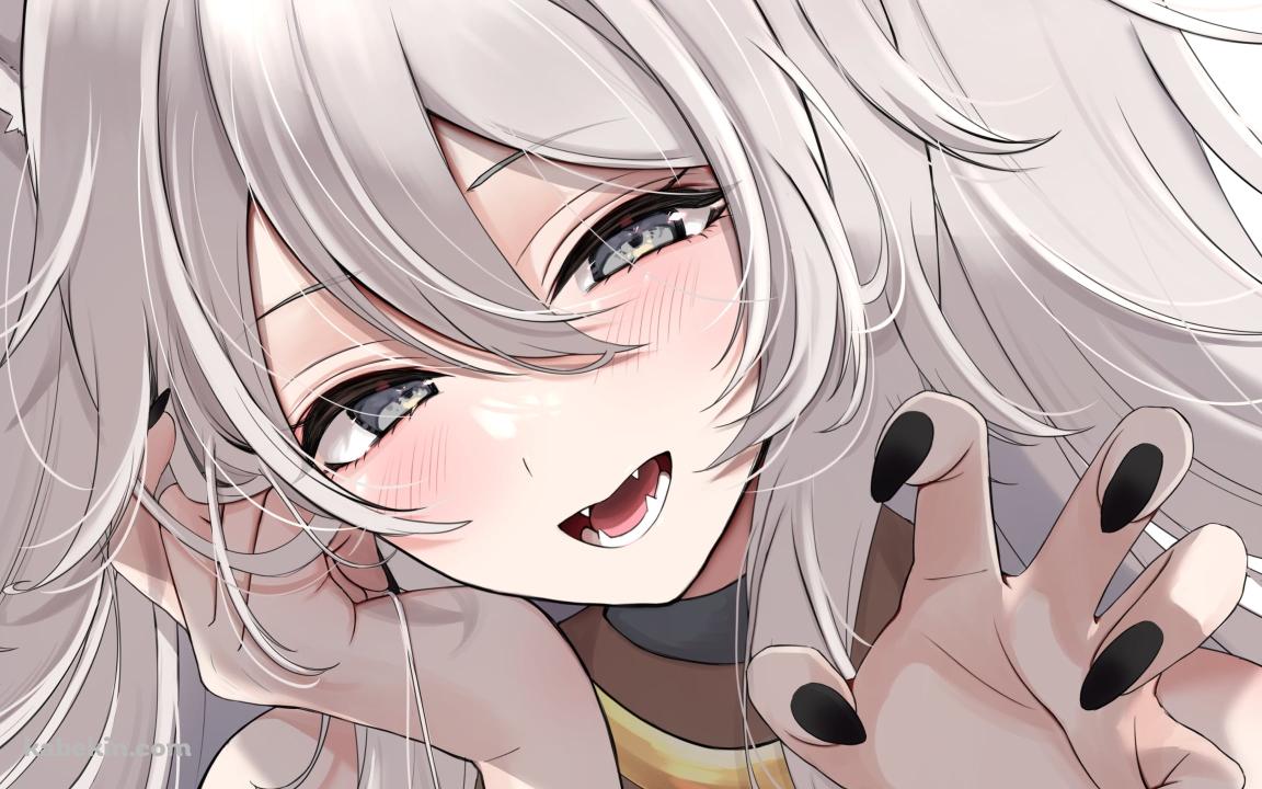 左手をかざす獅白ぼたん / ホロライブ / バーチャルYouTuberの壁紙(1152px x 720px) 高画質 PC・デスクトップ用