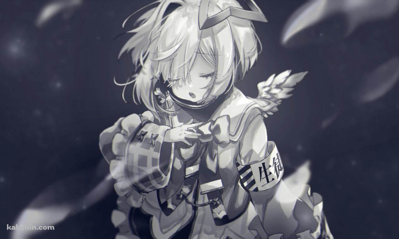目をつぶる天音かなた / モノクロ / ホロライブ / バーチャルYouTuberの壁紙(1280px x 768px) 高画質 PC・デスクトップ用