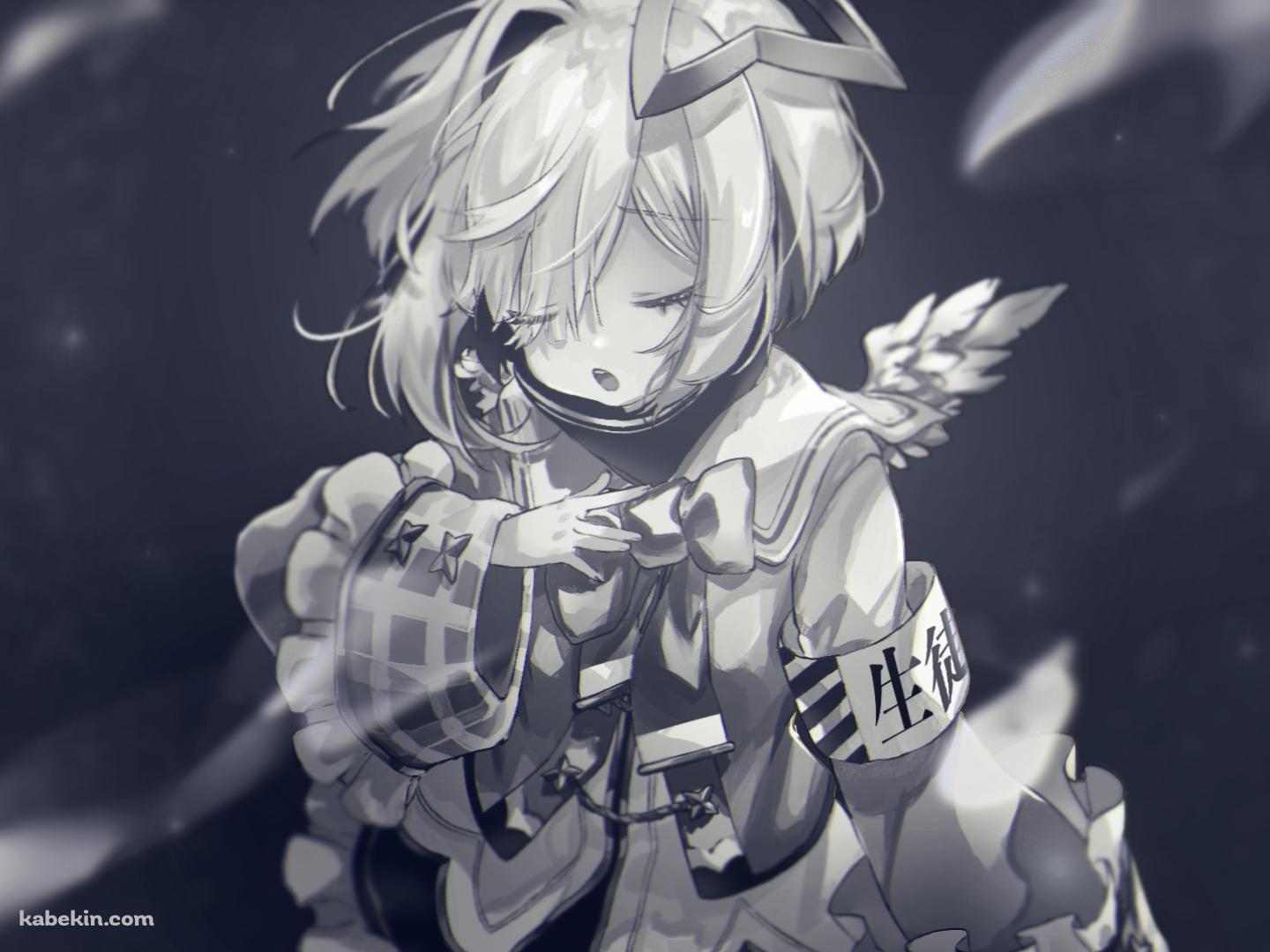 目をつぶる天音かなた / モノクロ / ホロライブ / バーチャルYouTuberの壁紙(1440px x 1080px) 高画質 PC・デスクトップ用