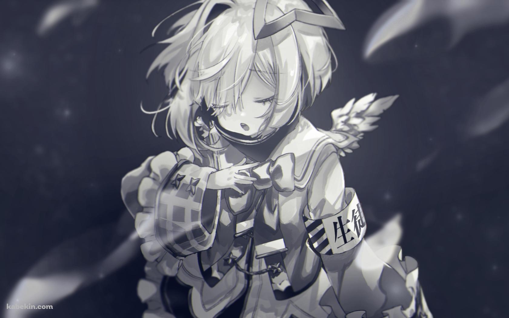 目をつぶる天音かなた / モノクロ / ホロライブ / バーチャルYouTuberの壁紙(1680px x 1050px) 高画質 PC・デスクトップ用