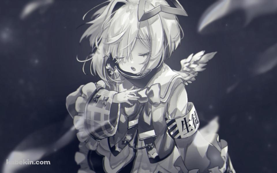 目をつぶる天音かなた / モノクロ / ホロライブ / バーチャルYouTuberの壁紙(960px x 600px) 高画質 PC・デスクトップ用