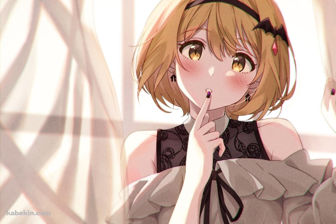 カーテンに手をかける夜空メル / ホロライブ / バーチャルYouTuberの壁紙(1152px x 768px) 高画質 PC・デスクトップ用