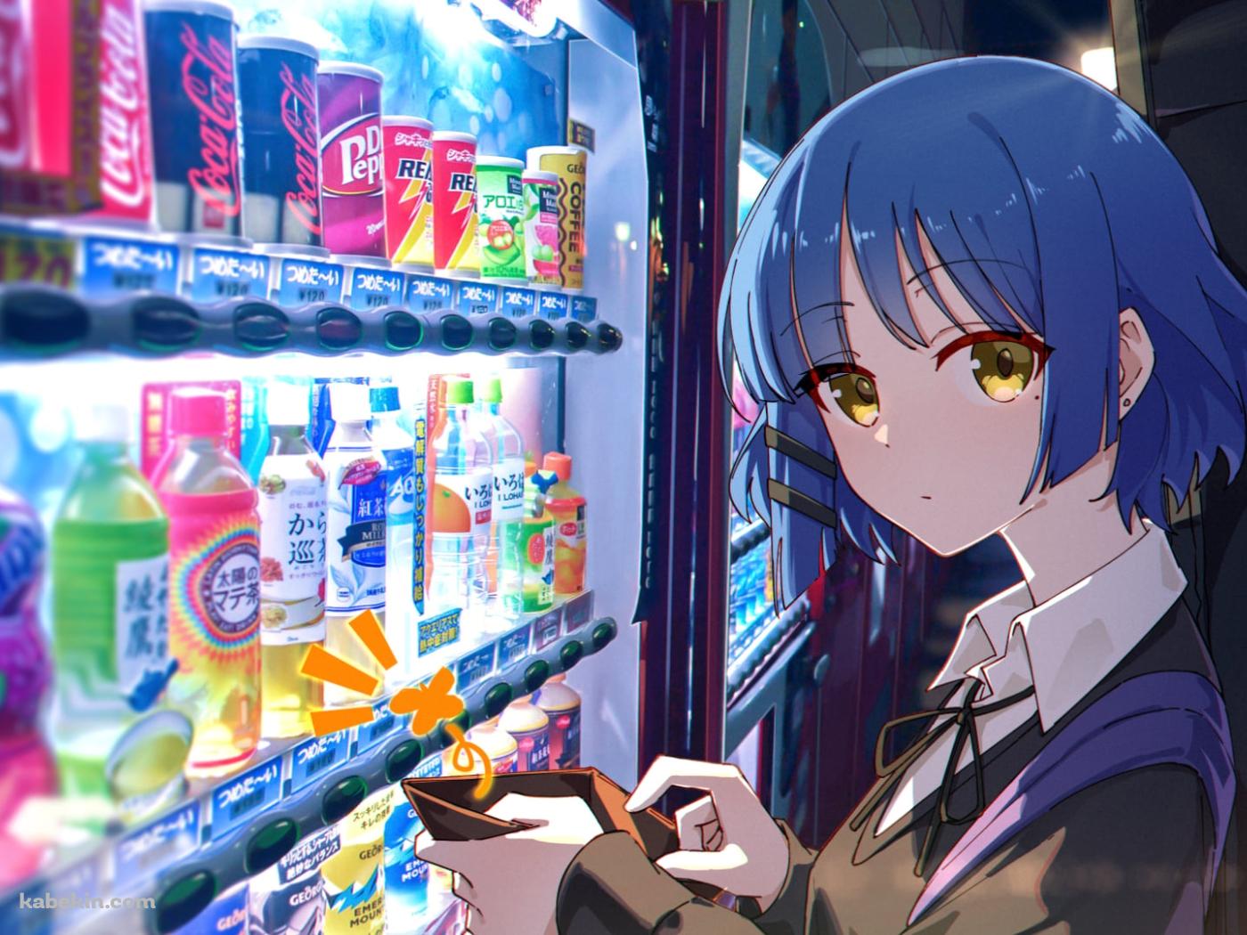夜、自動販売機で飲み物を買う山田リョウ / ぼっち・ざ・ろっく!の壁紙(1400px x 1050px) 高画質 PC・デスクトップ用