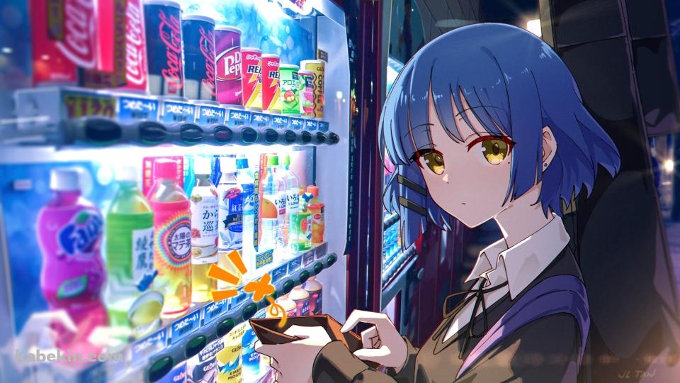 夜、自動販売機で飲み物を買う山田リョウ / ぼっち・ざ・ろっく!の壁紙(960px x 540px) 高画質 PC・デスクトップ用