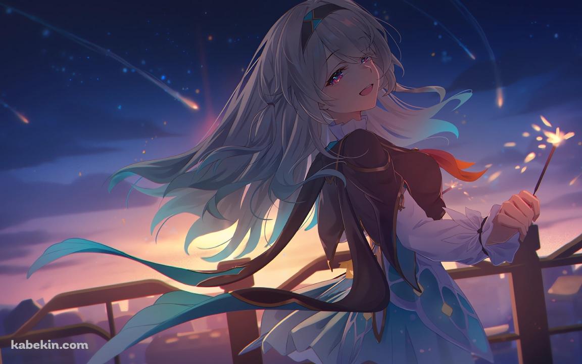 花火を持つホタル / 流れ星 / 崩壊:スターレイルの壁紙(1152px x 720px) 高画質 PC・デスクトップ用