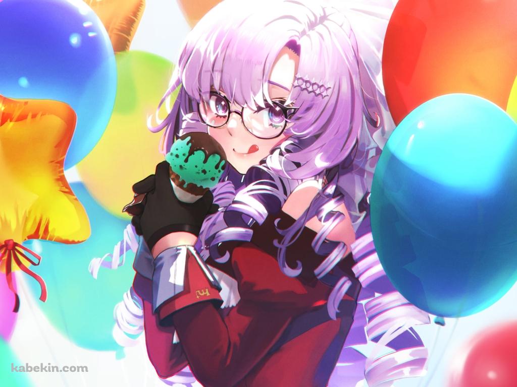 チョコミントアイスを持つ可愛い壱百満天原サロメの壁紙(1024px x 768px) 高画質 PC・デスクトップ用