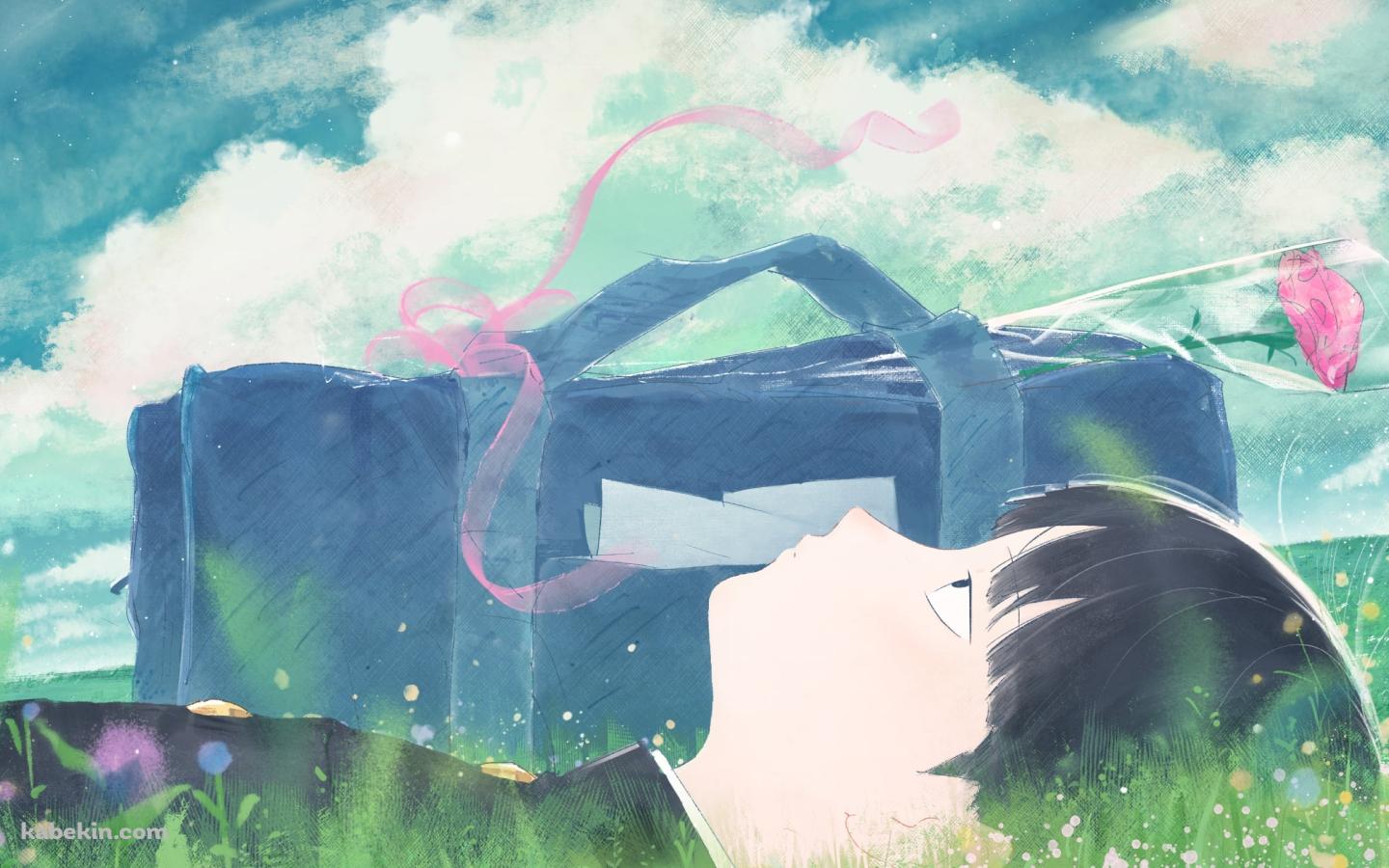 原っぱに寝転ぶ影山茂夫 / モブサイコ100の壁紙(1440px x 900px) 高画質 PC・デスクトップ用