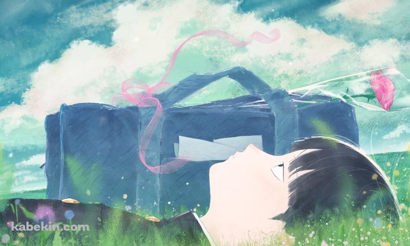 原っぱに寝転ぶ影山茂夫 / モブサイコ100の壁紙(800px x 480px) 高画質 PC・デスクトップ用