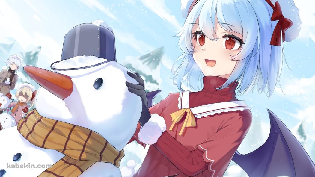 雪だるまをつくるレミリア・スカーレット / 東方の壁紙(1051px x 591px) 高画質 PC・デスクトップ用