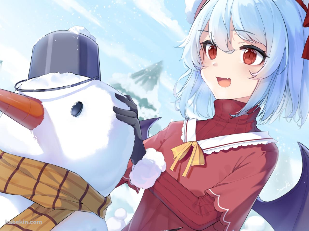 雪だるまをつくるレミリア・スカーレット / 東方の壁紙(1280px x 960px) 高画質 PC・デスクトップ用