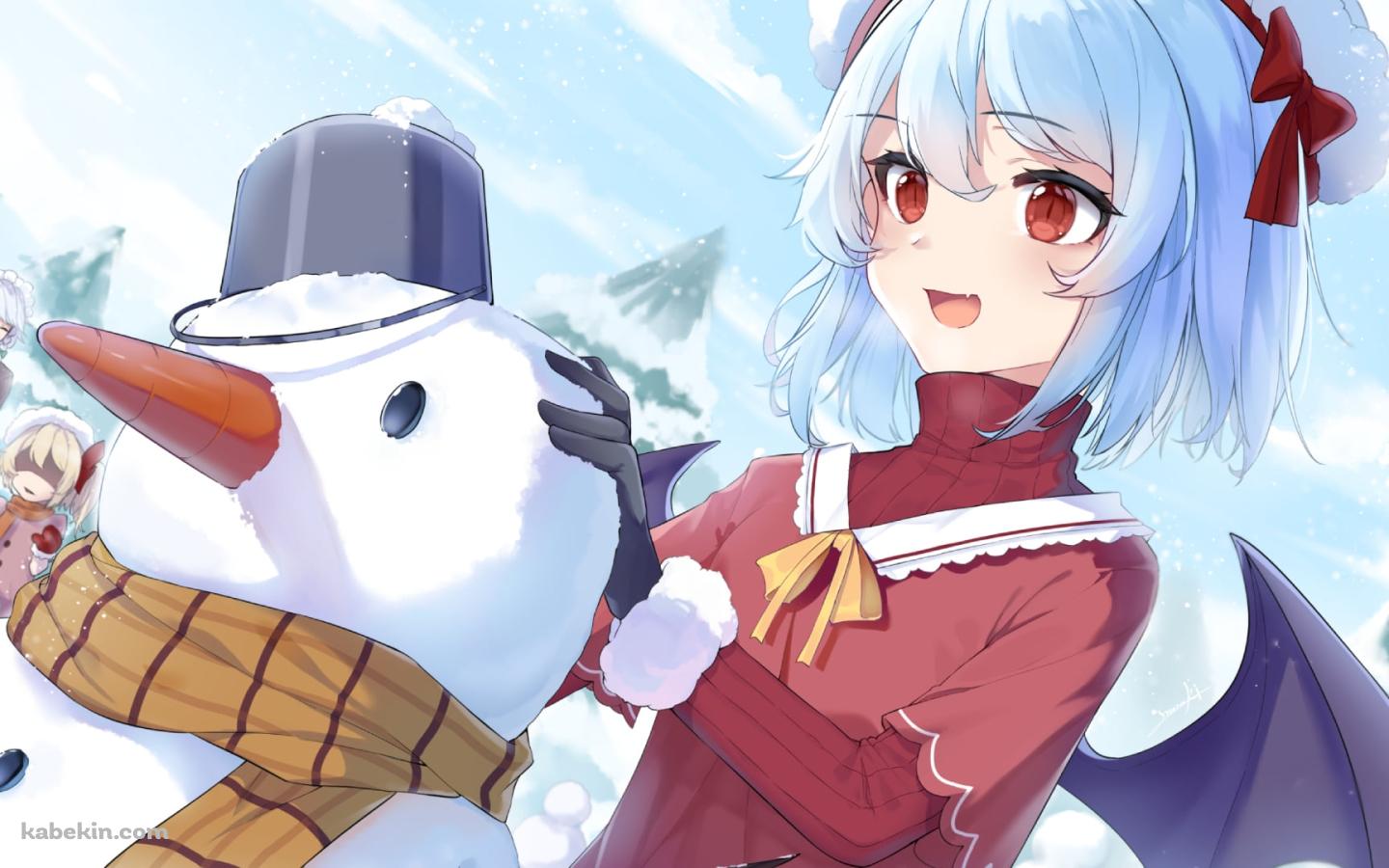 雪だるまをつくるレミリア・スカーレット / 東方の壁紙(1440px x 900px) 高画質 PC・デスクトップ用