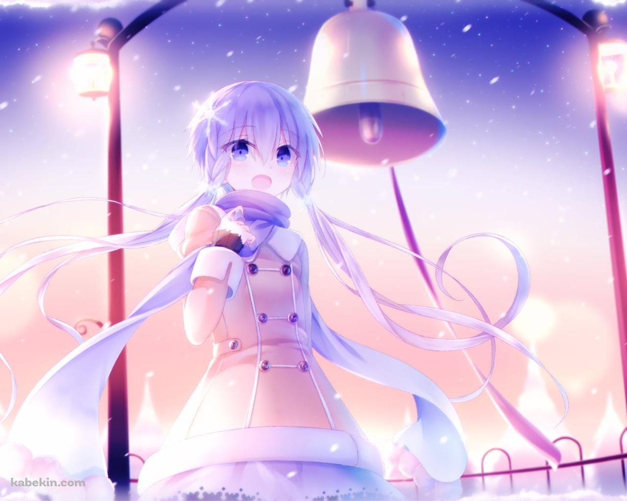 雪景色と笑顔の結月ゆかり / ボイスロイドの壁紙(1280px x 1024px) 高画質 PC・デスクトップ用