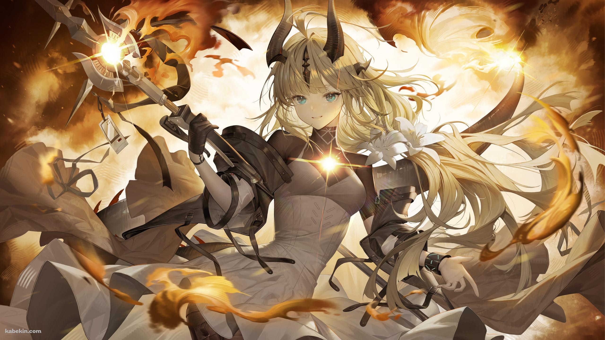 光る武器を持つリード / アークナイツの壁紙(2560px x 1440px) 高画質 PC・デスクトップ用