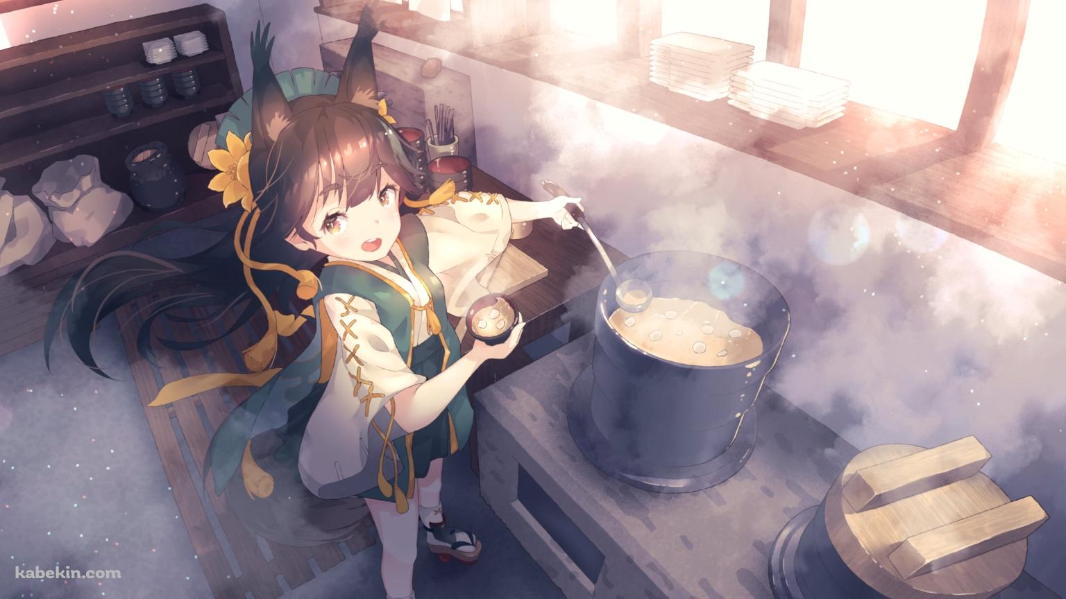 お味噌汁をよそう松風 / アズールレーンの壁紙(1536px x 864px) 高画質 PC・デスクトップ用