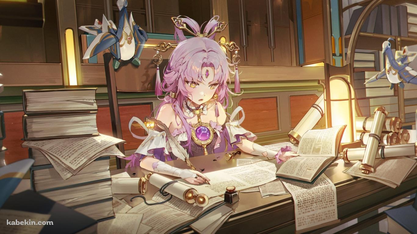 書物を読む符玄 / 崩壊:スターレイルの壁紙(1366px x 768px) 高画質 PC・デスクトップ用