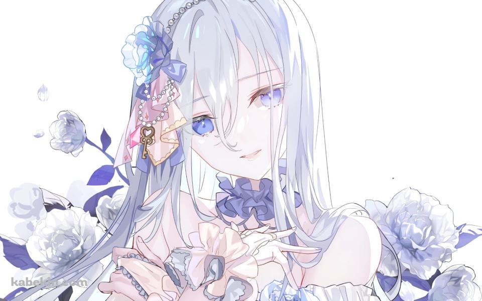 白い花と微笑む宵崎奏 / プロジェクトセカイの壁紙(960px x 600px) 高画質 PC・デスクトップ用