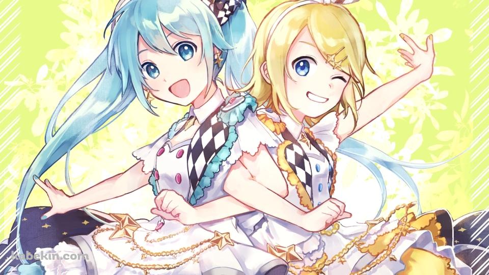 腕を組んでポーズを取る初音ミク / 鏡音リン / プロジェクトセカイの壁紙(960px x 540px) 高画質 PC・デスクトップ用
