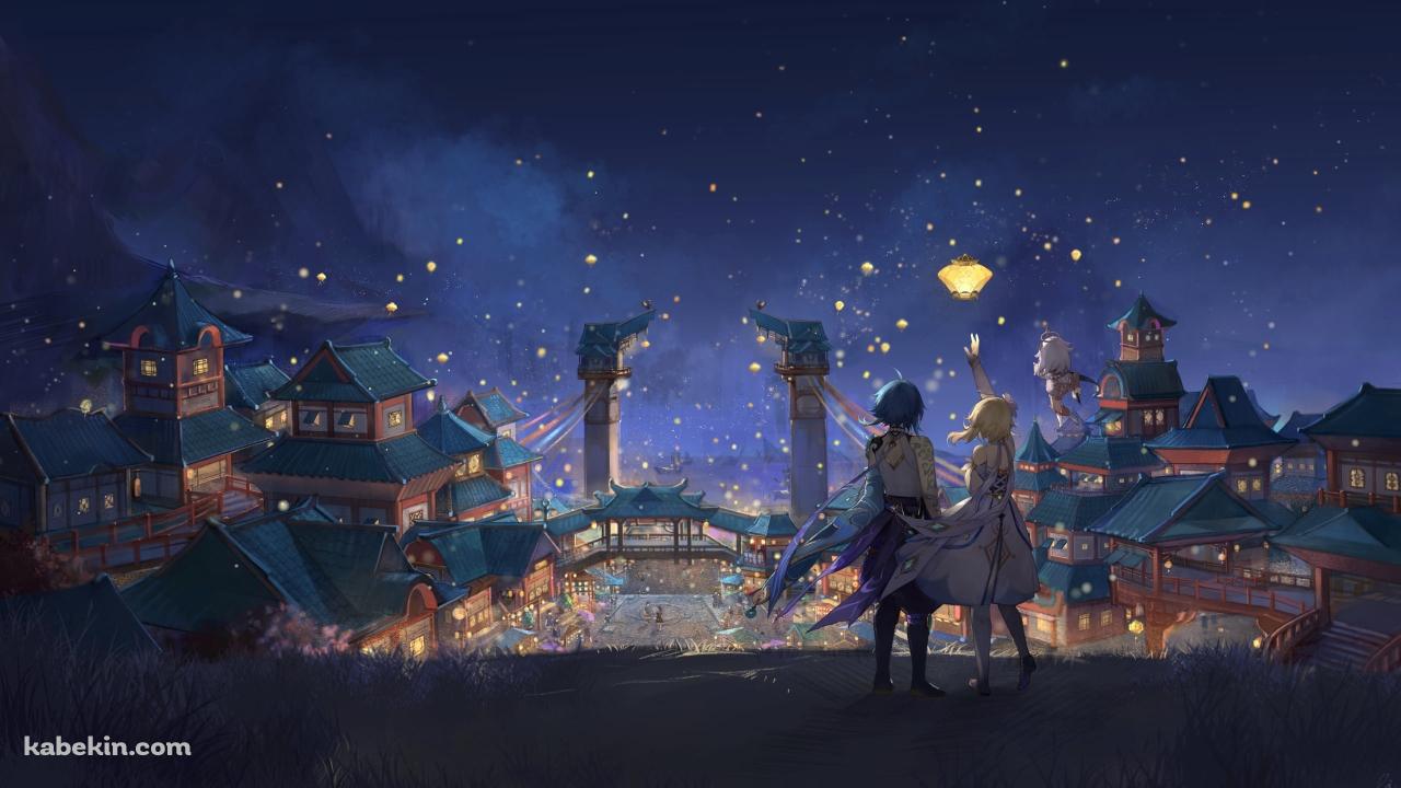 夜の祭 / 光る提灯 / 原神の壁紙(1280px x 720px) 高画質 PC・デスクトップ用