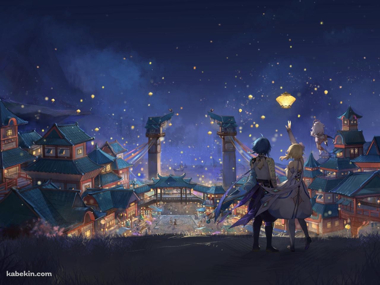 夜の祭 / 光る提灯 / 原神の壁紙(1280px x 960px) 高画質 PC・デスクトップ用