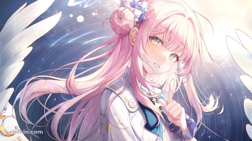 こちらを指さす可愛い聖園ミカ / ブルーアーカイブの壁紙(1024px x 576px) 高画質 PC・デスクトップ用