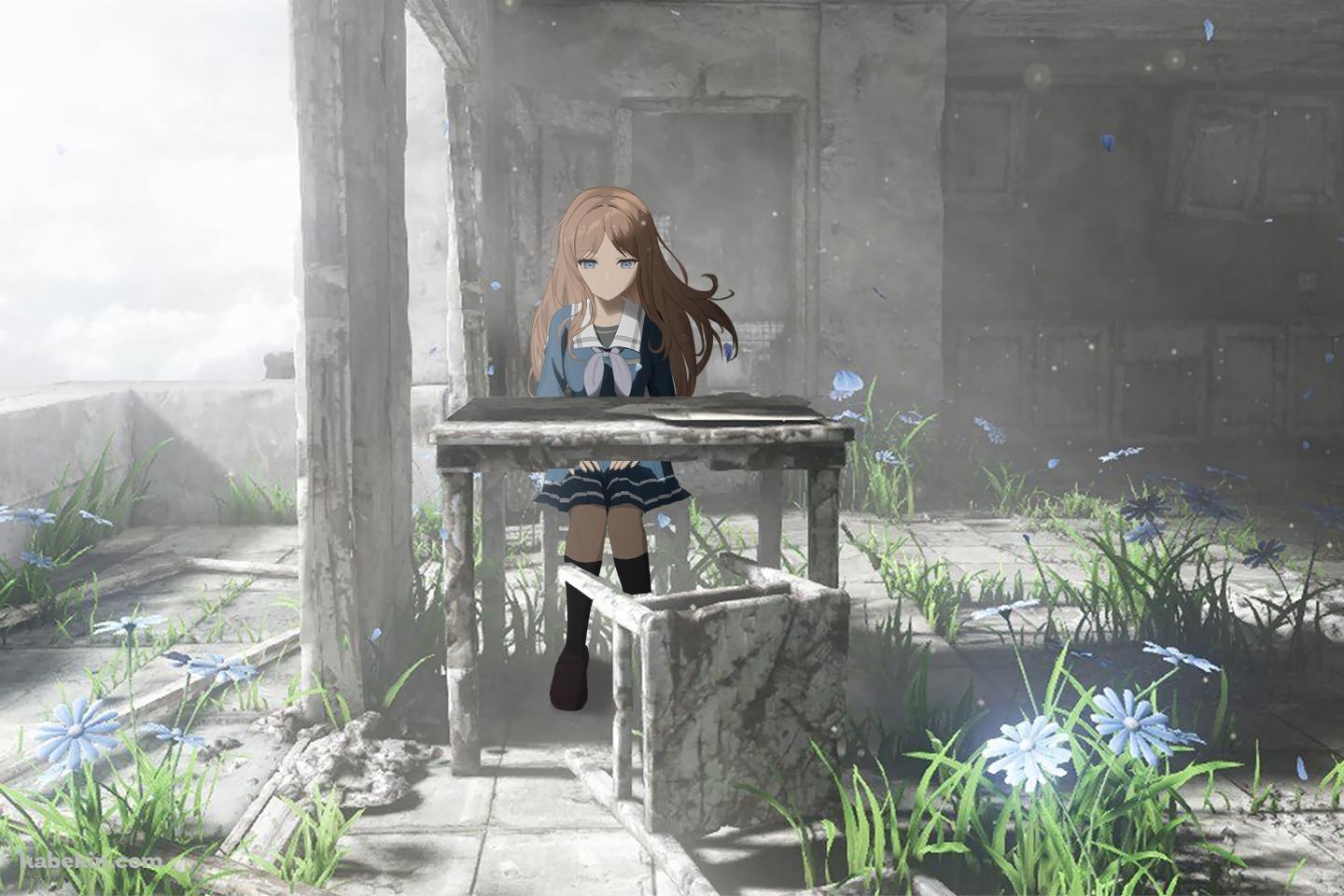 廃墟の椅子に座る長崎そよ / バンドリ！の壁紙(1440px x 960px) 高画質 PC・デスクトップ用